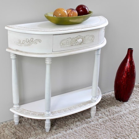 International Caravan Carved Half Moon Wall Table - Antique White 3967-AW